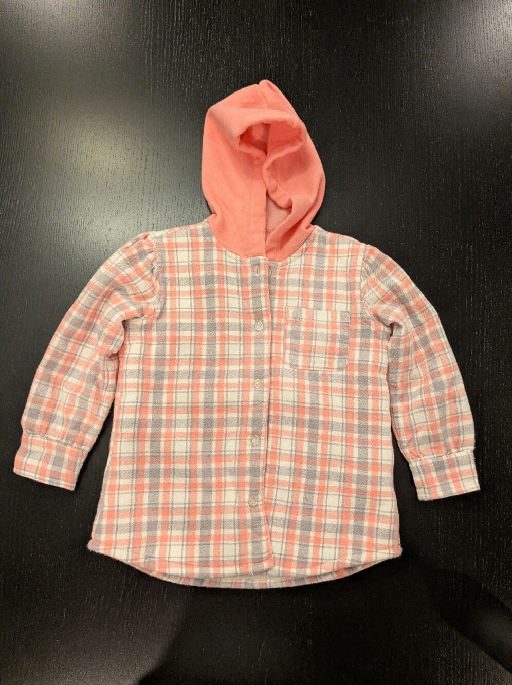 Buffalo David Bitton Kids Coral and White Plaid Hooded Shirt